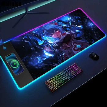 Коврик для мыши Mairuige Ganyu RGB с беспроводной зарядкой, коврик для мыши, коврик для скоростной клавиатуры, Игровая настройка, Ковер, Ноутбук, Офисные Принадлежности для стола